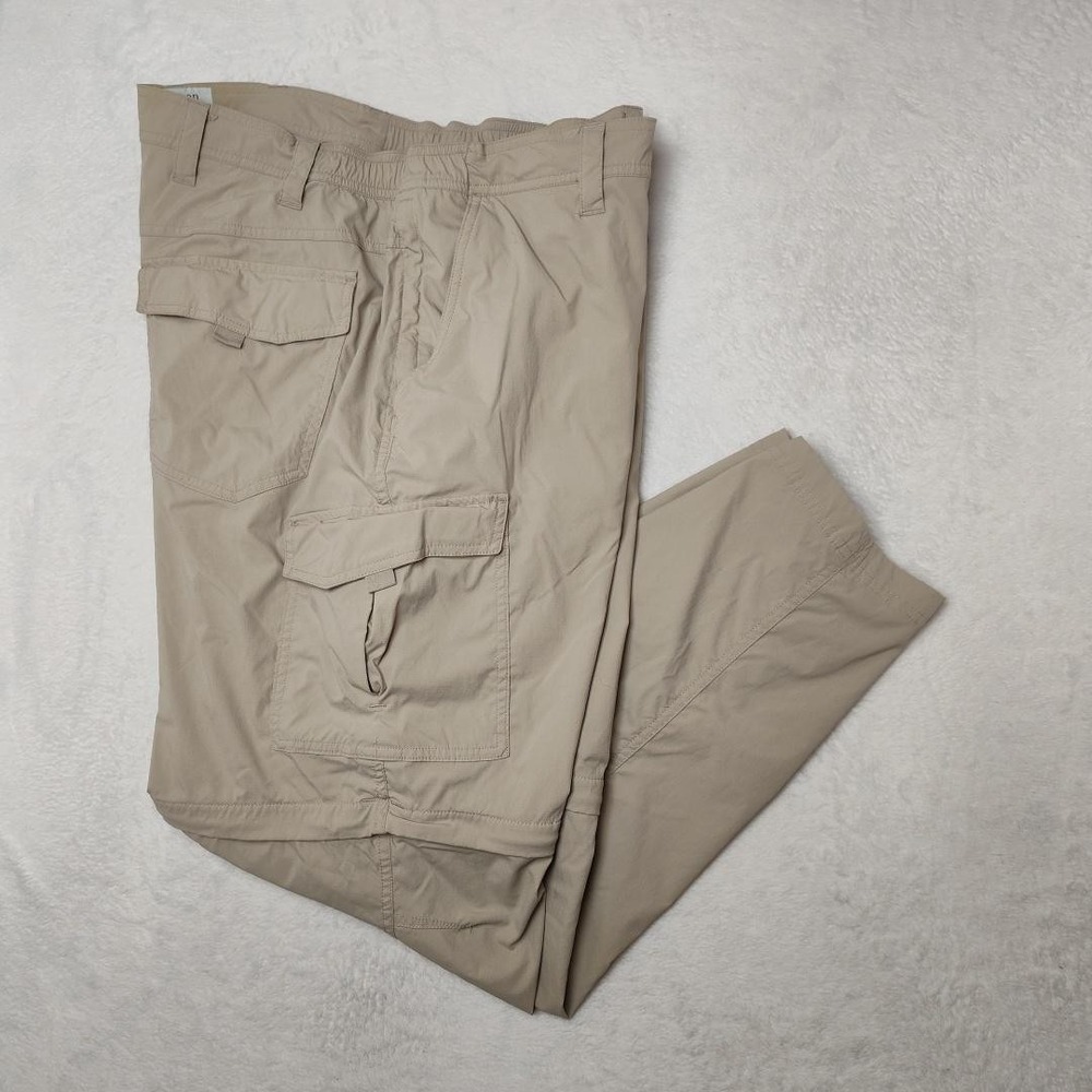 L.L. Bean Pants Mens 40x30 Beige Convertible Cargo Hiking Nylon Stretch Travel
